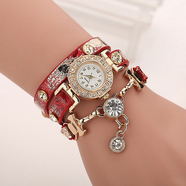 Damen Modeuhr Armband-Uhr Quartz Armbanduhren für den Alltag Leder Band Schwarz Blau Rot Orange Grün Gold Lila Rose