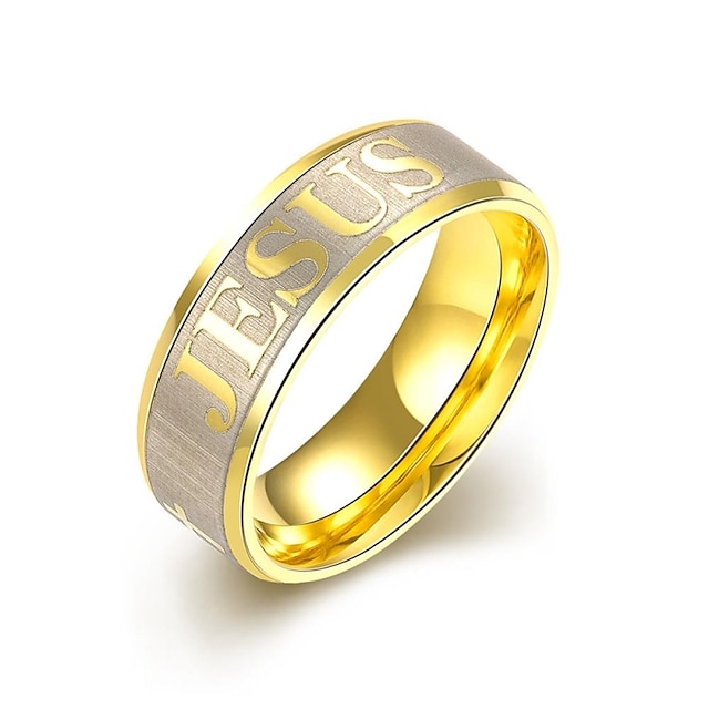  Herrn Bandring Statement-Ring Ring Gold Gold Titanstahl damas Personalisiert Quaste Hochzeit Party Schmuck Monogramme Niedlich Verstellbar bezaubernd / Verlobungsring