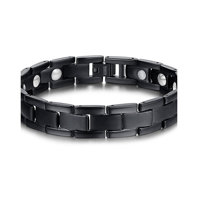  Men's Chain Bracelet Fashion European Initial Titanium Steel Bracelet Jewelry Black For Christmas Gifts