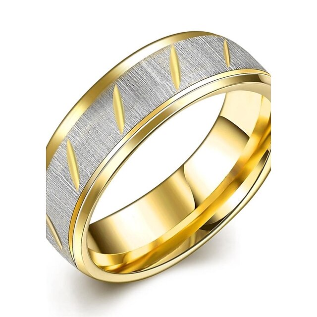  Eheringe Bandring For Herren Party Hochzeit Alltag vergoldet Titanstahl Goldfarben Weiß / Ring / Statement-Ring / Verlobungsring