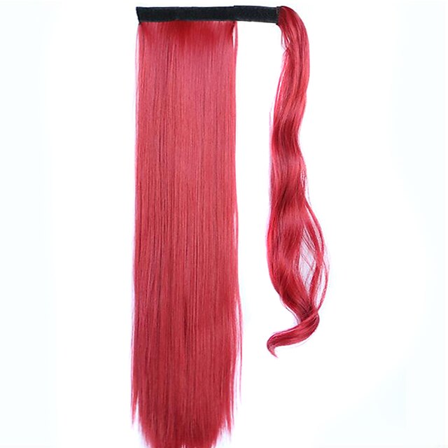  красное вино 60см синтетический высокая температура проволоки парик прямые волосы конский хвост цвет 130m