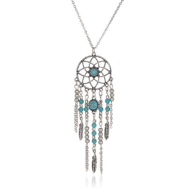  Women's Pendant Necklace Long Necklace Dream Catcher Ladies Bohemian Double-layer Boho Alloy Silver Necklace Jewelry For Wedding Party Daily Casual