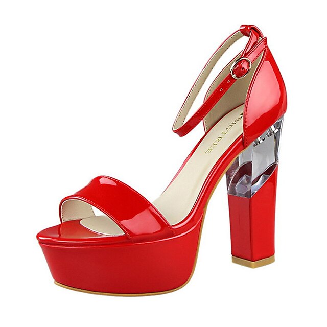  Damen Schuhe PU Sommer Blockabsatz / Block Ferse Grau / Rot / Hautfarben