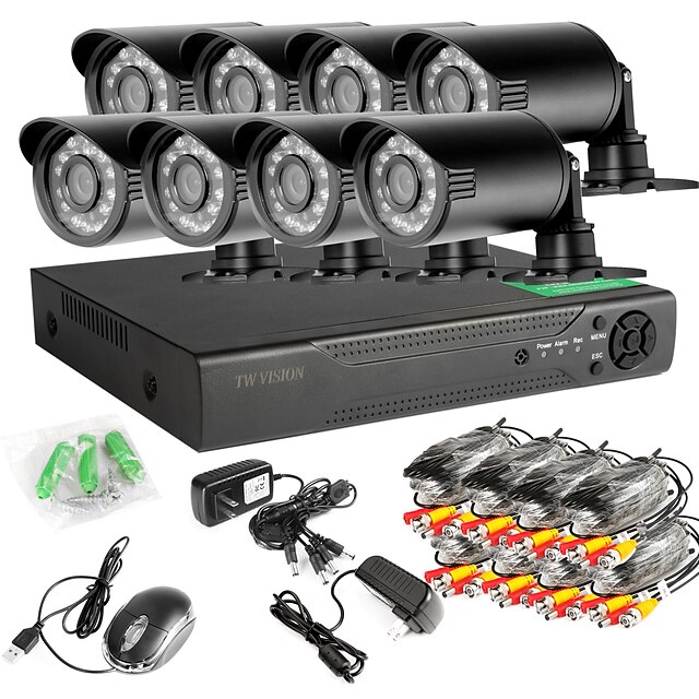  8ch 960h rețea dvr 8pcs 1000tvl ir în aer liber cctv sistem de camere de securitate