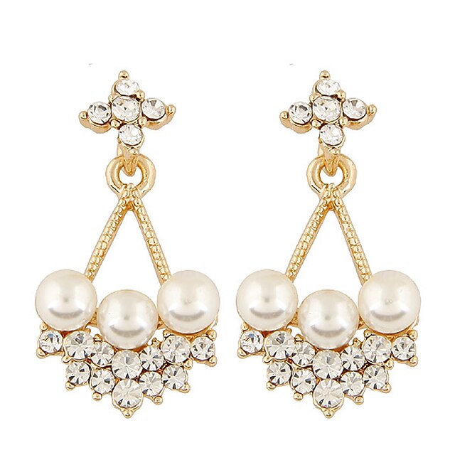  Damen Tropfen-Ohrringe Blume Modisch Künstliche Perle Strass Diamantimitate Ohrringe Schmuck Golden Für Party Alltag Normal Arbeit