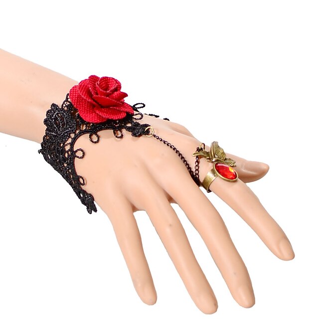  Női Gyűrű karkötők Csipke Virág Gótikus Karkötők Ékszerek Fekete Kompatibilitás Parti Napi Hétköznapi