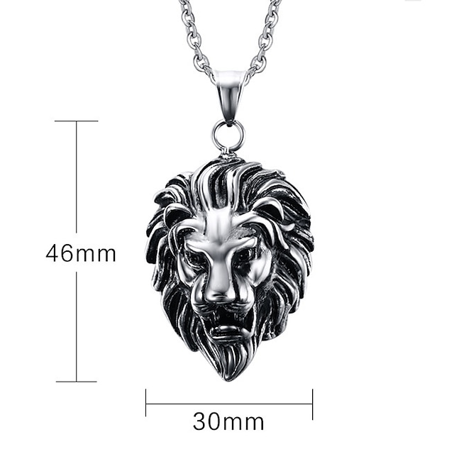 Shoes & Bags Fashion Accessories | Pendant Necklace Pendant For Mens Party Casual Daily Titanium Steel Lion Animal Silver - TL64