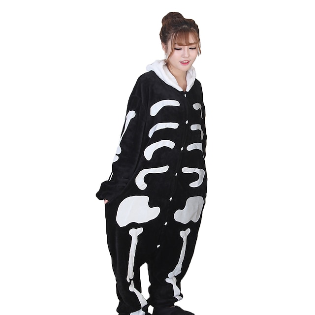  Erwachsene Kigurumi-Pyjamas Skelett Geist Tier Pyjamas-Einteiler Korallenfleece Weiß Cosplay Für Herren und Damen Tiernachtwäsche Karikatur Fest / Feiertage Kostüme