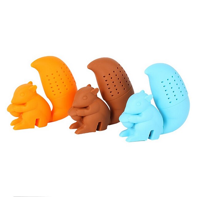  Squirrel Tea Infuser Loose Leaf Strainer Herbal Spice Silicone Filter Diffuser