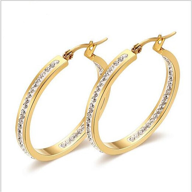  Women's Hoop Earrings Titanium Steel Imitation Diamond Earrings Luxury Fashion Jewelry Golden For Party Daily Casual
