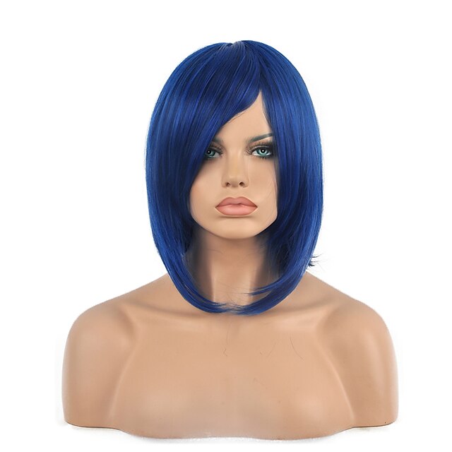  Cosplay Short Bob Hair Wig Blue Color Hair Beautiful Synthetic Hair Wig