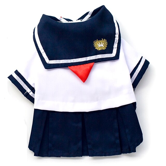  Cat Dog Costume Dress Puppy Clothes Sailor Cosplay Fashion Dog Clothes Puppy Clothes Dog Outfits Blue Costume for Girl and Boy Dog Cotton S M L XL