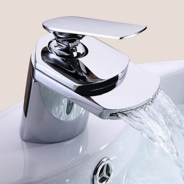  Bathroom Sink Faucet - Waterfall Chrome Centerset One Hole / Single Handle One HoleBath Taps