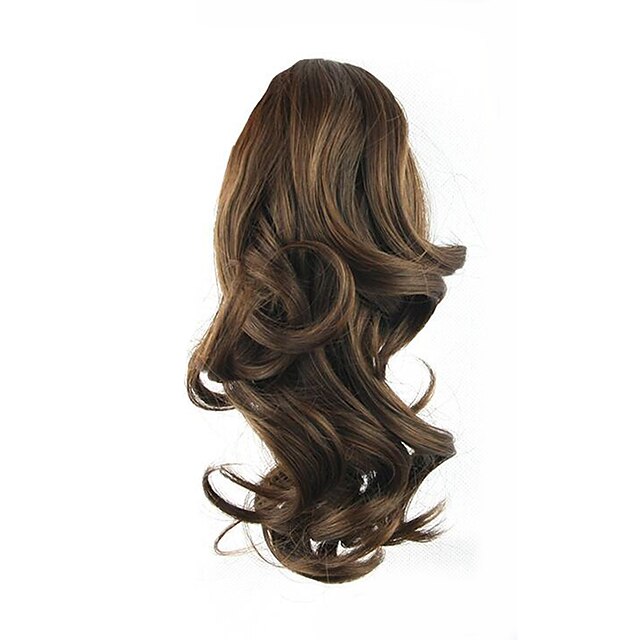  length brown wig 34cm synthetic curly high temperature wire gripper horsetail hair color 2 33