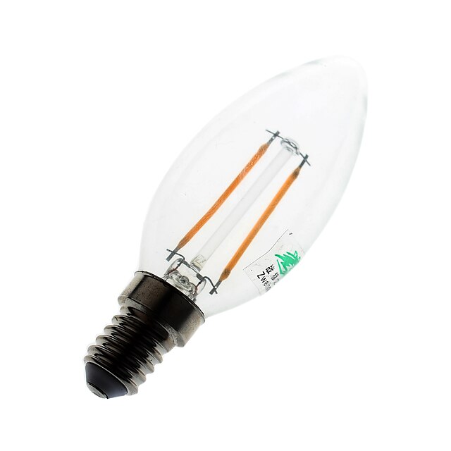  LED-lysestakepærer 180 lumens E14 C35 2 LED perler COB Dekorativ Varm hvit 220-240 V / 1 stk.