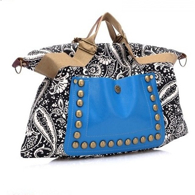  Women Bags PU Canvas Shoulder Bag for Casual Spring All Seasons Blue