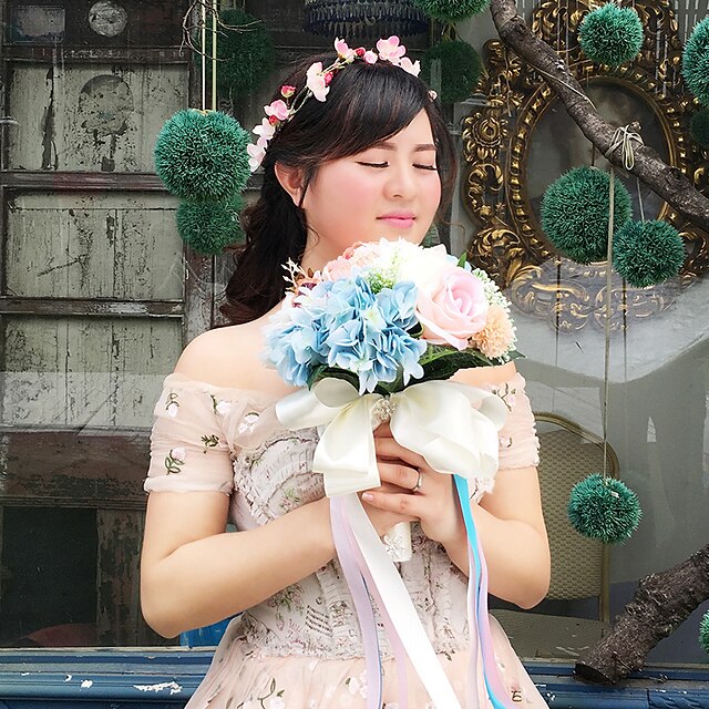  Fleurs de mariage Bouquets Mariage Perle / Dentelle / Soie 25cm