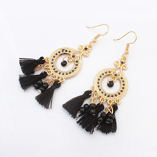  Femme Boucle d'Oreille Pendantes Boucle d'Oreille Créoles Franges Bohème Européen Mode Résine Des boucles d'oreilles Bijoux Arc-en-ciel / Blanche / Noir Pour Soirée Quotidien Décontracté Travail