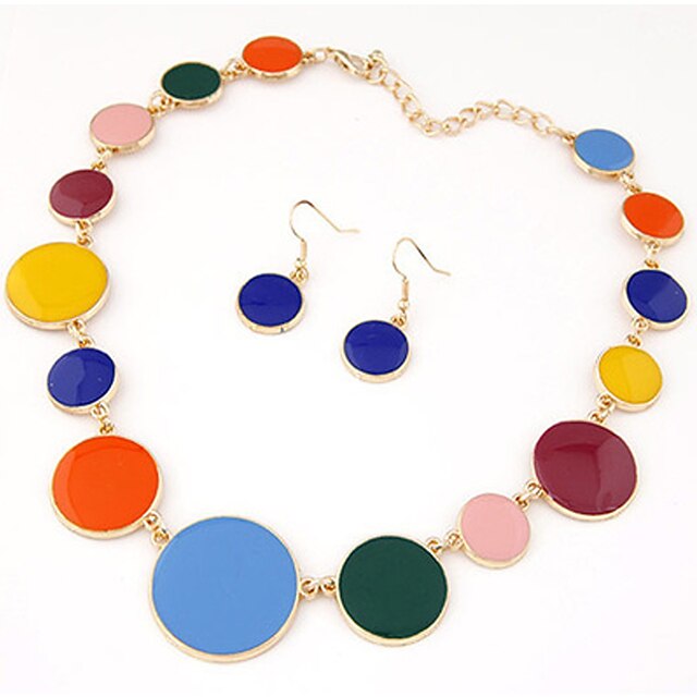  Women's Jewelry Set - Statement, European, Color Block Include Necklace / Earrings Red / Blue / Rainbow For Party Daily Casual