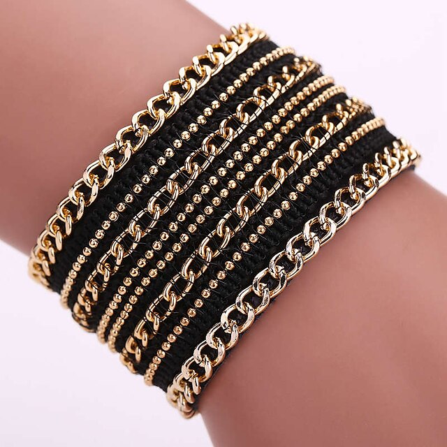  Femme Bracelets / Bracelets en cuir - Cuir, Imitation Diamant Bohème, Mode Bracelet Noir / Beige Pour Soirée / Quotidien / Décontracté