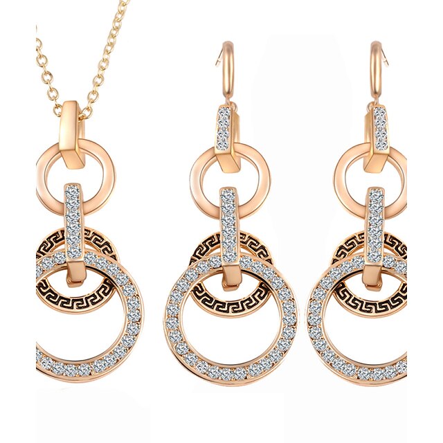  Fashion Circle Jewelry Sets Party Gold Plated Pendant Necklace Drop Earrings Set For Women Gifts