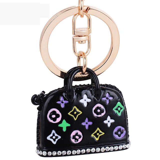  moda esmalte bolsa anel chave do metal ornamentos pingente chaveiro porta-chaves