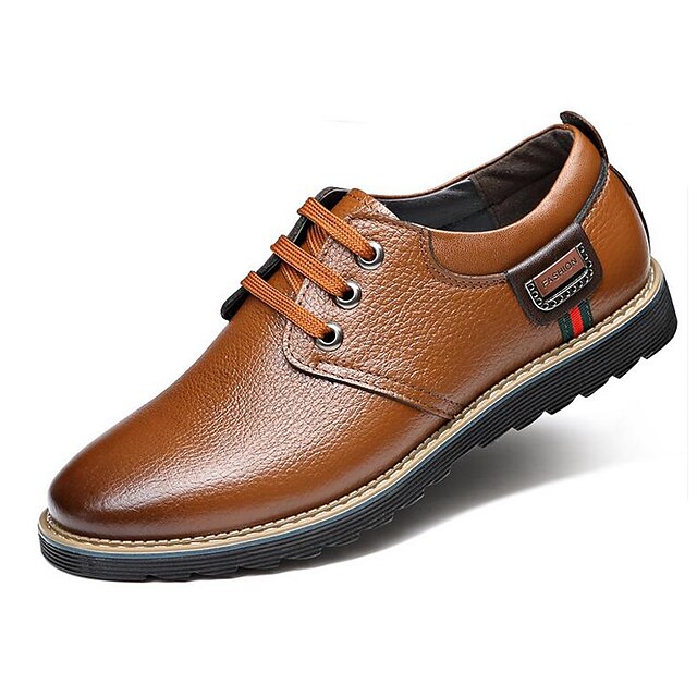  Hombre Zapatos Cuero Primavera Otoño Oxfords Paseo Tacón Bajo Con Cordón para Fiesta y Noche Negro Marrón