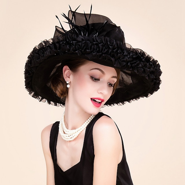 Feather Organza Fascinators Hats Headpiece Classical Feminine Style ...