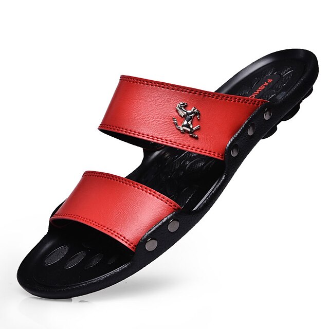  Bărbați Papuci & Flip-flops Casual Plimbare Latex Negru Rosu Maro Vară / EU40