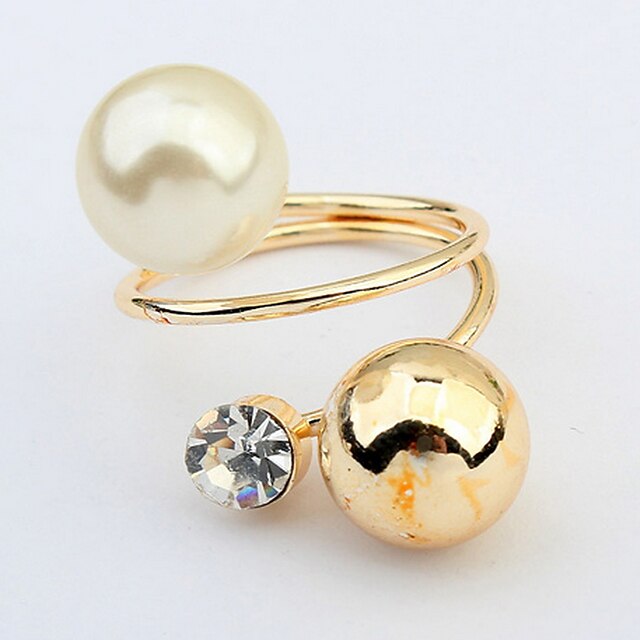  Personalized Metal Balls Pearl Ring