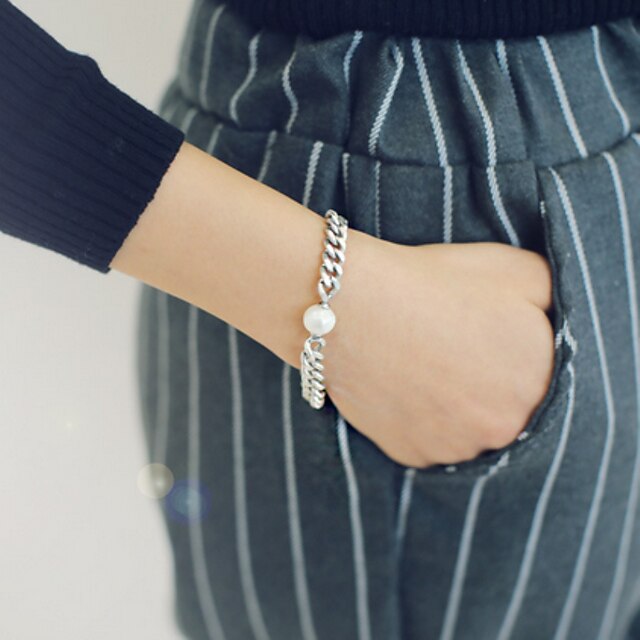 Damen Perlen Ketten- & Glieder-Armbänder Silber Armbänder damas Retro Perlen Armband Schmuck Silber Für Normal Alltag