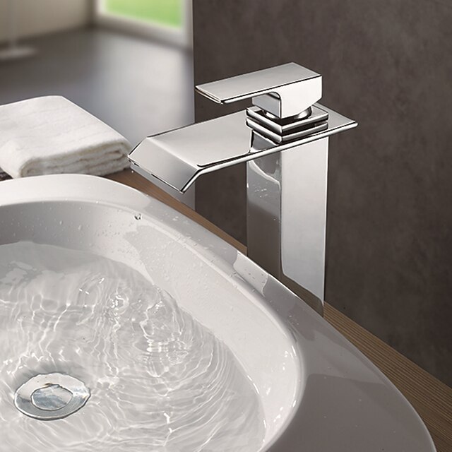  Bathtub Faucet / Kitchen faucet / Bathroom Sink Faucet - Waterfall Chrome Vessel Single Handle One HoleBath Taps