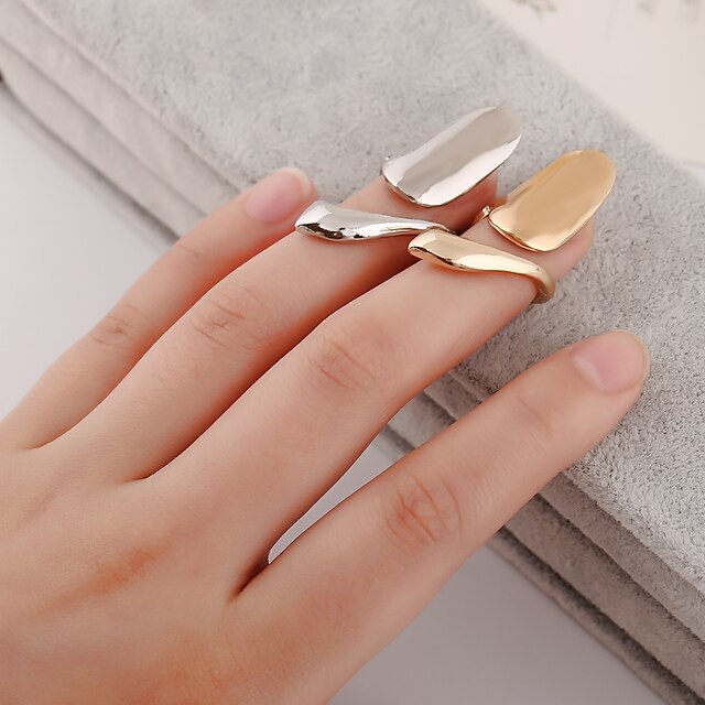  Anel de dedo de unha Dourado Prata Prata Chapeada Chapeado Dourado Personalizada Diferente Original 4 / Mulheres