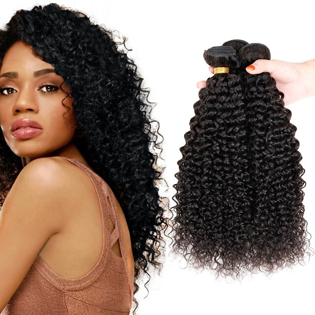  4 Bündel Haarwebereien Locken Versaute Curly Haarverlängerungen Unbehandeltes Haar 8-26 Zoll