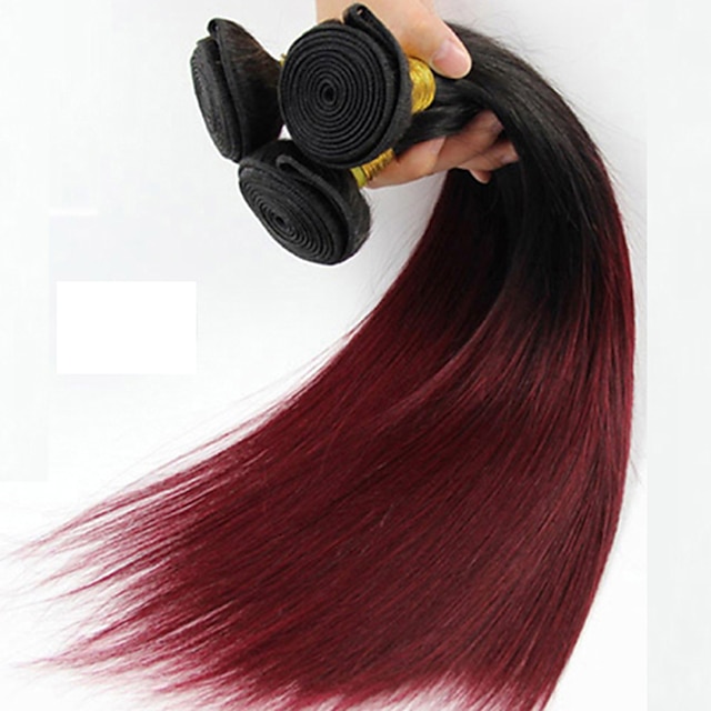  12 24 brazilian virgin hair straight human hair extensions ombre hair color 1b 99j human hair weaves