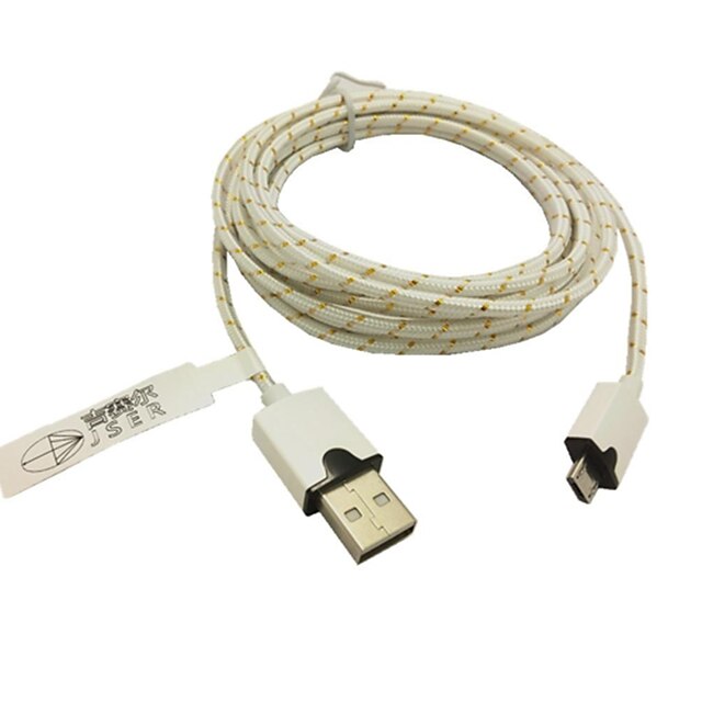  3m 10ft ткань плетеные тканые микро-USB кабель для зарядки данных кабель синхронизации для Samsung HTC Sony телефонов (белый)