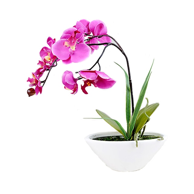  haara Silkki Muovi Orkideat Pöytäkukka Keinotekoinen Flowers