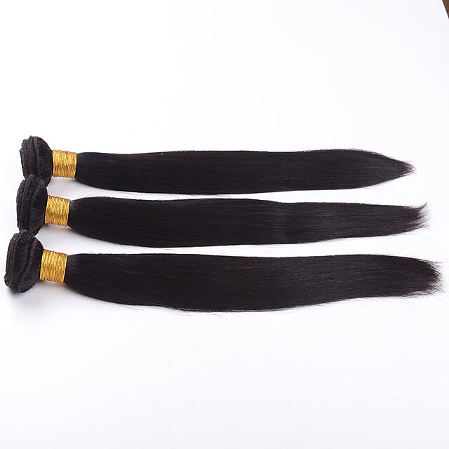 3 pacchetti Indiano Liscio 10A Capello vergine Ciocche a onde capelli veri Tessiture capelli umani Estensioni dei capelli umani / Dritto