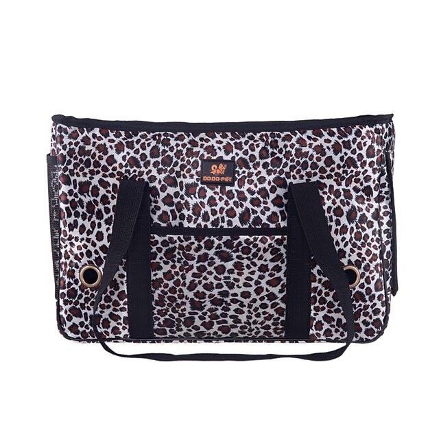  Cat Dog Carrier Bag & Travel Backpack Shoulder Messenger Bag Portable Leopard Fabric Leopard