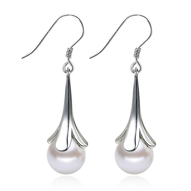 Women's Pearl Earrings Hanging Earrings Ladies Fashion Sterling Silver Silver Earrings Jewelry Silver For Wedding Party Casual Daily Sports Masquerade