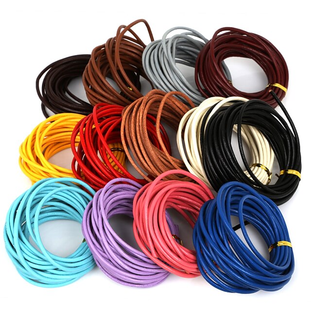  beadia 5 meter 3mm runde lær ledningen& metalltråd& string& smykker ledningen (13 farger)