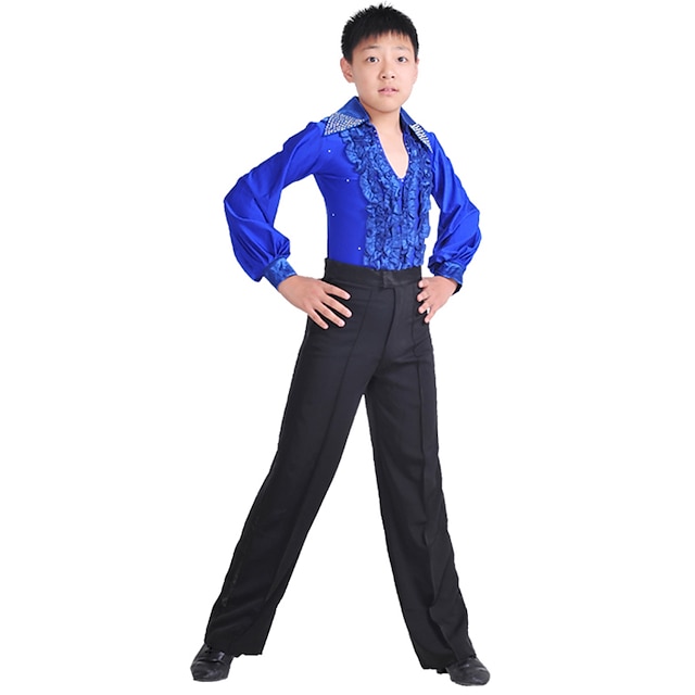  ריקוד לטיני מכנסיים קפלים בנים הדרכה הצגה לבוש אקטיבי ללא שרוולים טבעי ספנדקס