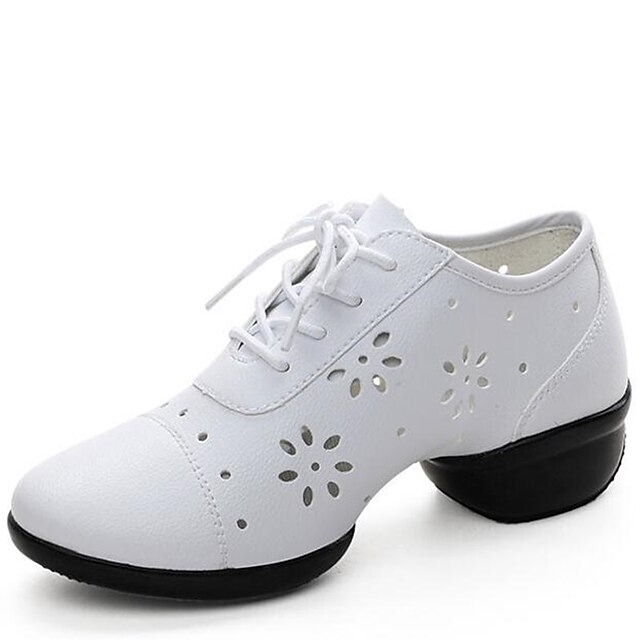  Femme Chaussures Modernes Cuir Basket Lacet Talon Bas Non Personnalisables Chaussures de danse Blanc / Noir