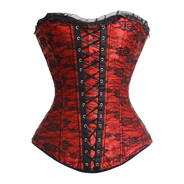  Corset Pentru femei Negru Alb Rosu Corset overbust Cu Dantelă Floral