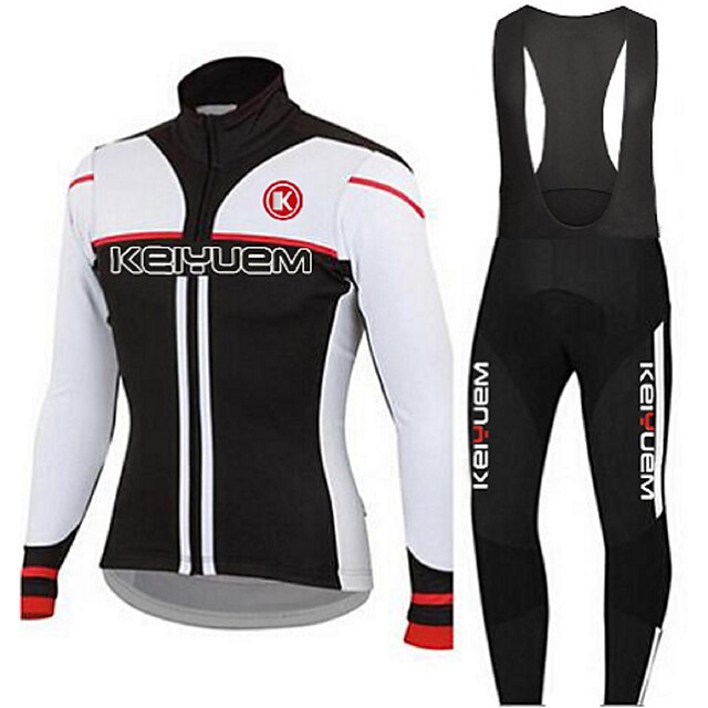  KEIYUEM Per uomo Per donna Manica lunga Maglia con salopette lunga da ciclismo Inverno Vello Coolmax® Retato Nero Bicicletta Maglietta / Maglia Calze / Collant / Cosciali Completo tuta Tenere al