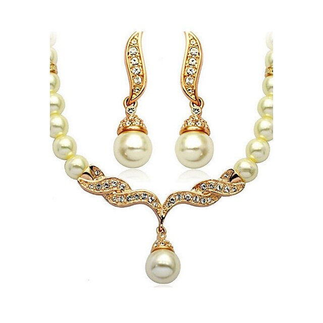  Women's Jewelry Set Ladies Basic Imitation Pearl Bridal Imitation Pearl Earrings Jewelry Golden For Wedding Party Daily Casual / Necklace