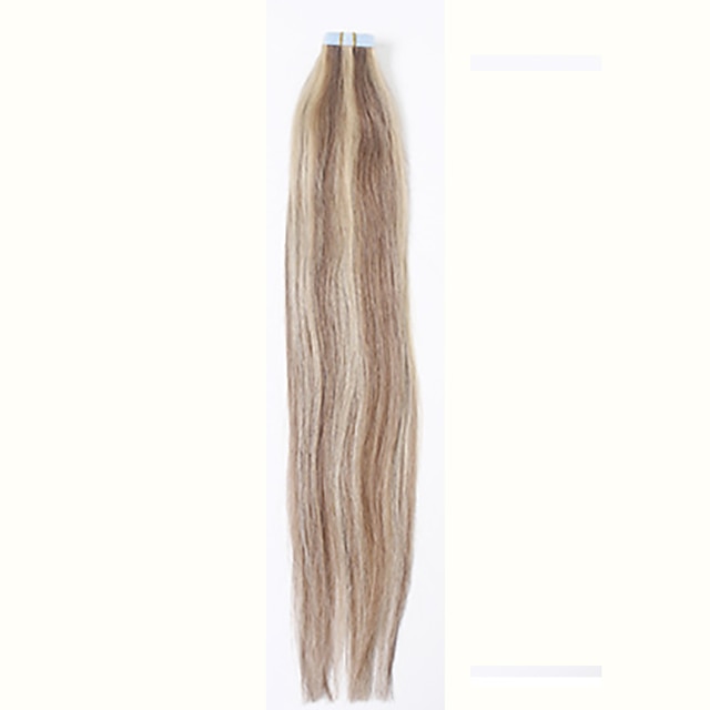  Tape In Human Hair Extensions Straight Human Hair Golden Brown / Bleach Blonde