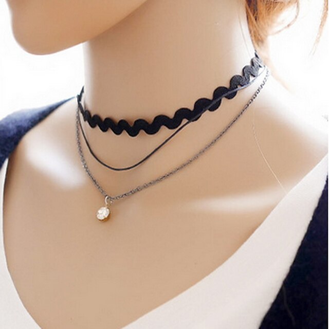  Collier Choker / Ras de Cou Tattoo Choker Femme Dentelle Noir et blanc Tatouage Sexy Mode Noir Colliers Tendance Bijoux pour Quotidien Décontracté