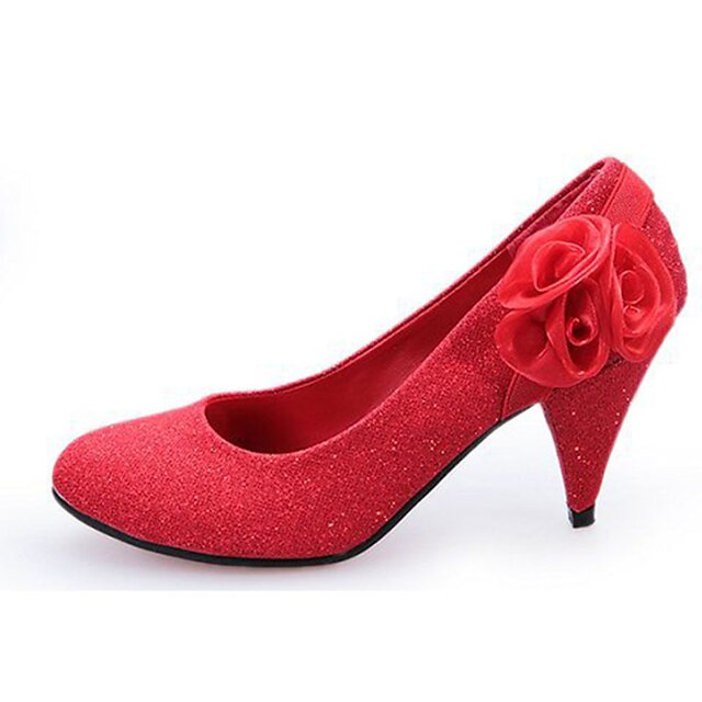  Mulheres Sapatos Gliter Verão Saltos Salto Robusto Gliter com Brilho Prata / Vermelho / Dourado