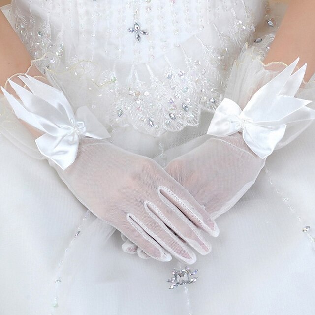  Tulle Wrist Length Glove Bridal Gloves / Party / Evening Gloves With Bowknot / Floral